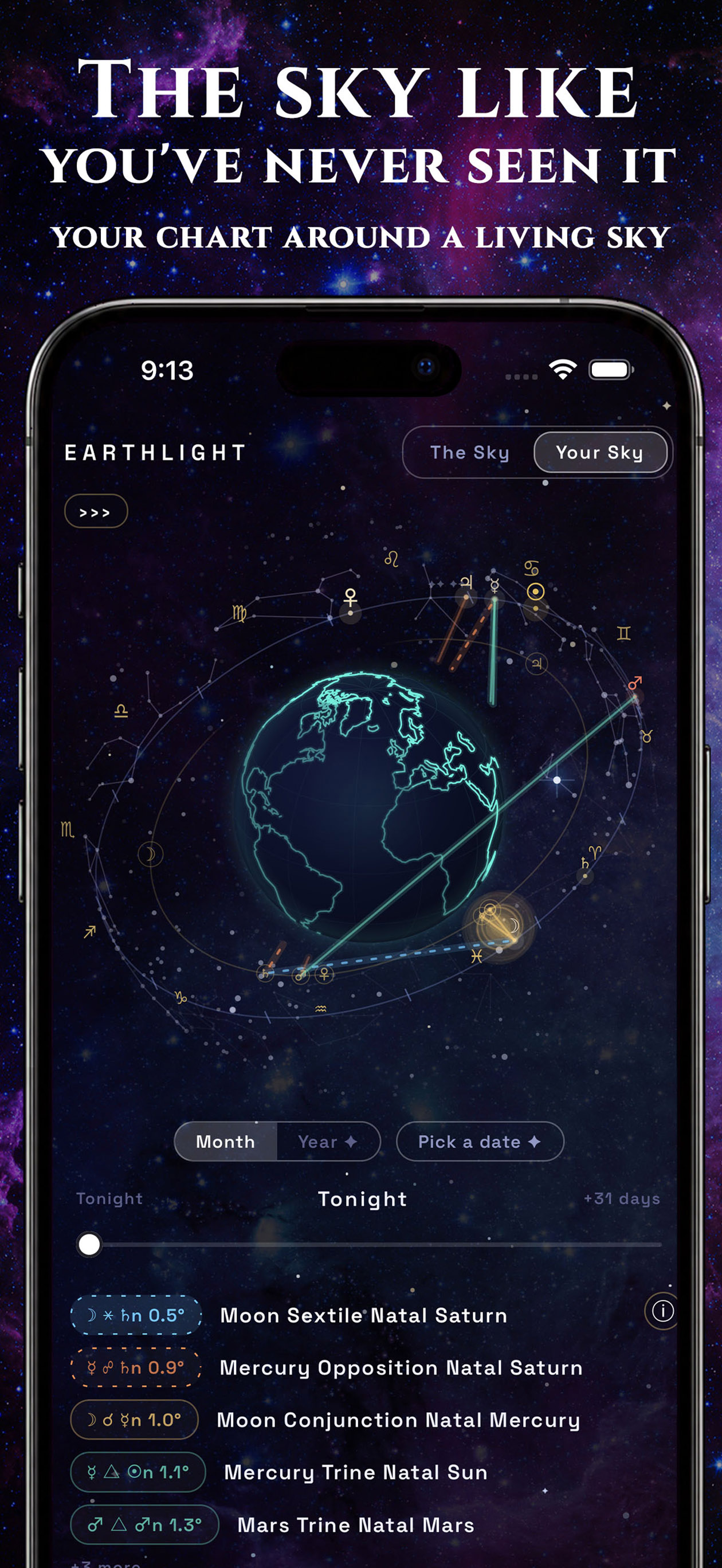 Earthlight, your chart around a living sky